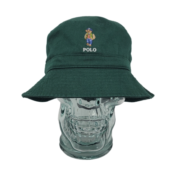 Polo Ralph Lauren Bear Embroidered Green Cotton Bucket Hat OS - Picture 1 of 7
